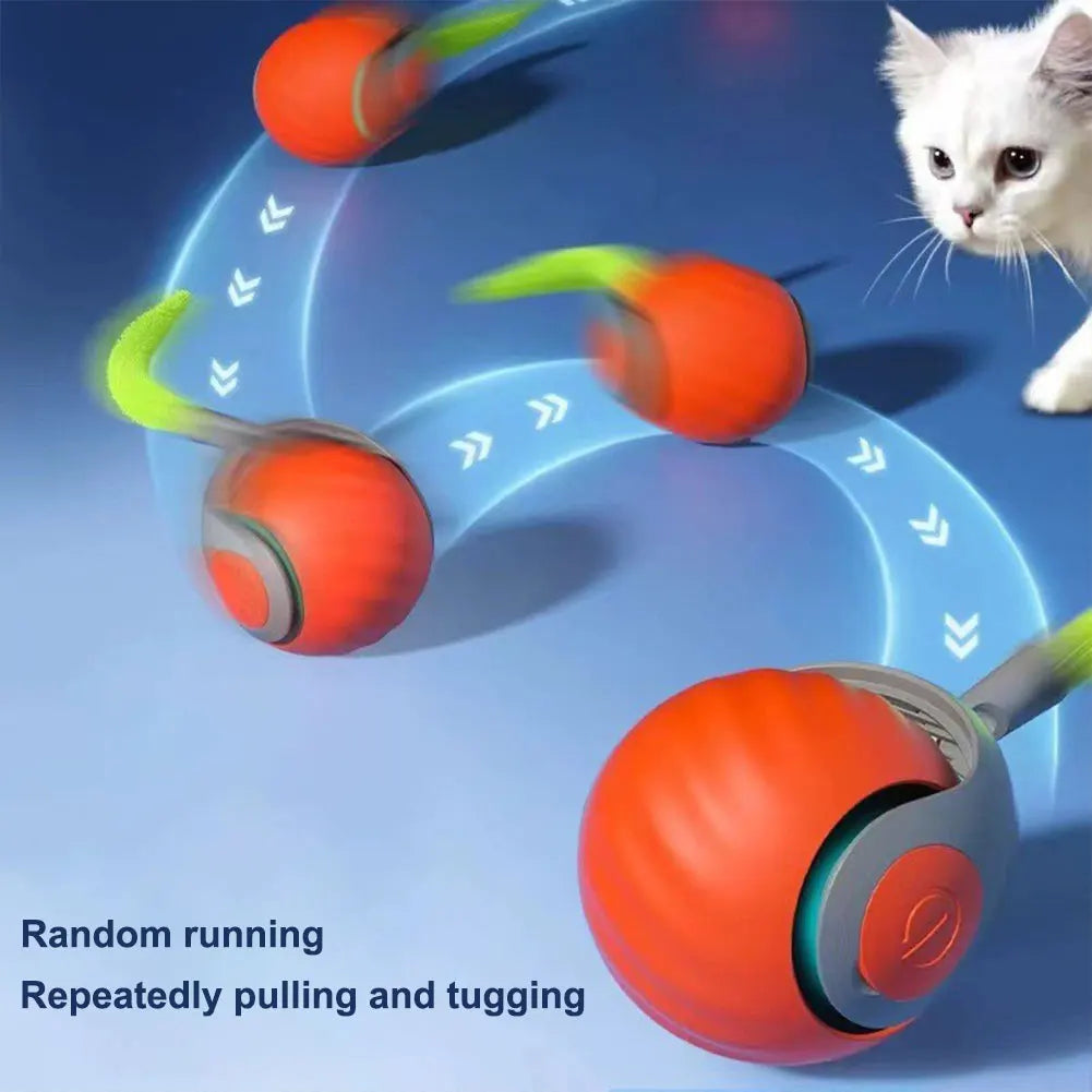 USB Rechargeable Smart Cat Toys Ball with Replacement Tail Automatic Cat Toys Ball Speedy Tail Cat Toy Cat Interactive Ball Toys